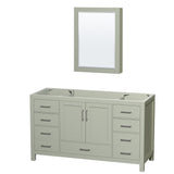 Sheffield 60 inch Single Bathroom Vanity in Light Green No Countertop No Sink Brushed Nickel Trim Medicine Cabinet