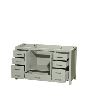 Sheffield 60 inch Single Bathroom Vanity in Light Green No Countertop No Sink Brushed Nickel Trim