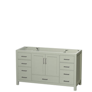 Sheffield 60 inch Single Bathroom Vanity in Light Green No Countertop No Sink Brushed Nickel Trim