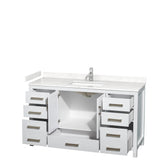 Sheffield 60 Inch Single Bathroom Vanity in White Carrara Cultured Marble Countertop Undermount Square Sink No Mirror