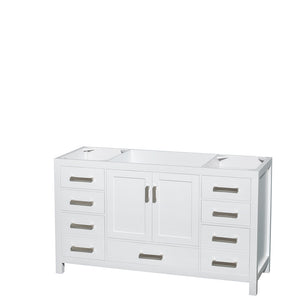 Sheffield 60 Inch Single Bathroom Vanity in White White Carrara Marble Countertop Undermount Square Sink and 58 Inch Mirror