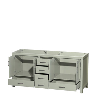 Sheffield 72 inch Double Bathroom Vanity in Light Green No Countertop No Sink Brushed Nickel Trim