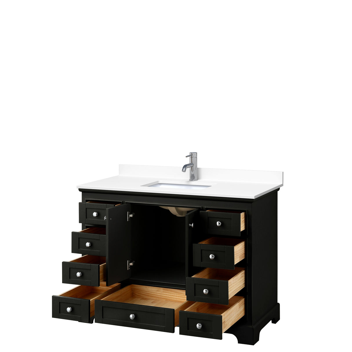 Deborah 48 Inch Single Bathroom Vanity in Dark Espresso White Cultured Marble Countertop Undermount Square Sink No Mirror