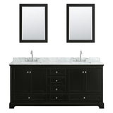 Deborah 80 Inch Double Bathroom Vanity in Dark Espresso White Carrara Marble Countertop Undermount Square Sinks and Medicine Cabinets