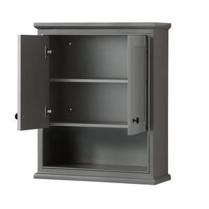 Deborah Over-the-Toilet Bathroom Wall-Mounted Storage Cabinet in Dark Gray with Matte Black Trim