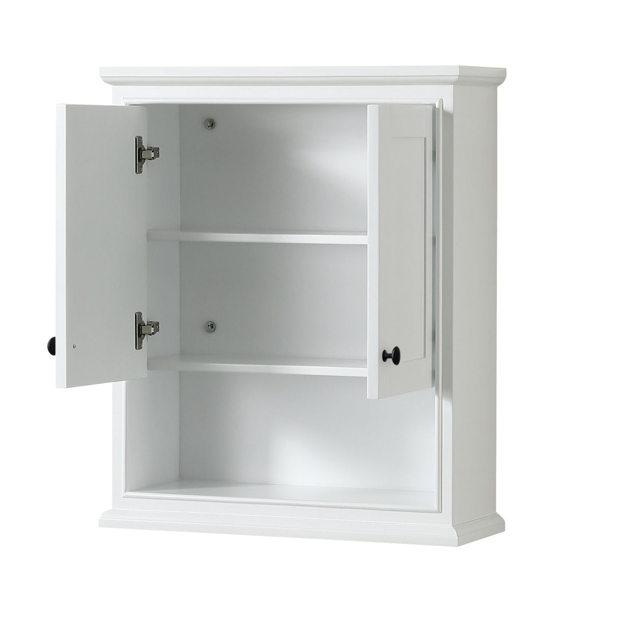 Deborah Over-the-Toilet Bathroom Wall-Mounted Storage Cabinet in White with Matte Black Trim