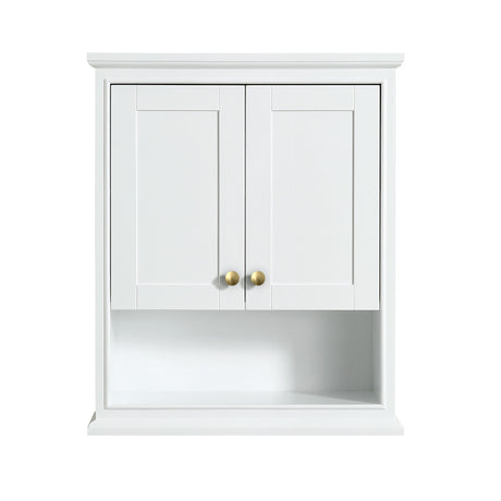Deborah Over-the-Toilet Bathroom Wall-Mounted Storage Cabinet in White with Brushed Gold Trim