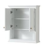 Deborah Over-the-Toilet Bathroom Wall-Mounted Storage Cabinet in White with Brushed Gold Trim