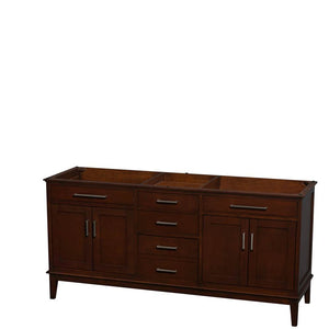 Hatton 72" Double Bathroom Vanity - Dark Chestnut with No Countertop, No Sinks, and No Mirror