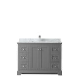 Avery 48 Inch Single Bathroom Vanity in Dark Gray White Carrara Marble Countertop Undermount Square Sink and No Mirror