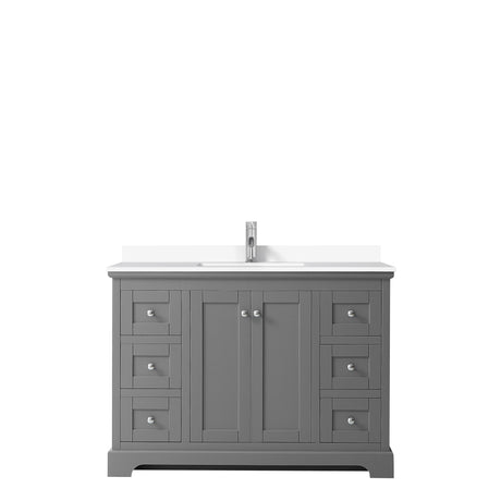 Avery 48 Inch Single Bathroom Vanity in Dark Gray White Cultured Marble Countertop Undermount Square Sink No Mirror