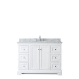 Avery 48 Inch Single Bathroom Vanity in White White Carrara Marble Countertop Undermount Oval Sink and No Mirror