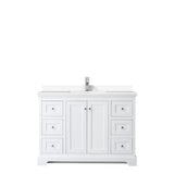Avery 48 Inch Single Bathroom Vanity in White White Cultured Marble Countertop Undermount Square Sink No Mirror