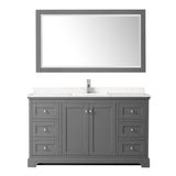 Avery 60 Inch Single Bathroom Vanity in Dark Gray Carrara Cultured Marble Countertop Undermount Square Sink 58 Inch Mirror