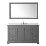Avery 60 Inch Single Bathroom Vanity in Dark Gray White Carrara Marble Countertop Undermount Oval Sink and 58 Inch Mirror