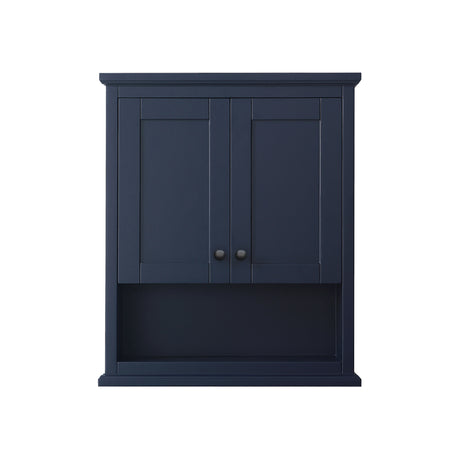 Avery Over-the-Toilet Bathroom Wall-Mounted Storage Cabinet in Dark Blue with Matte Black Trim
