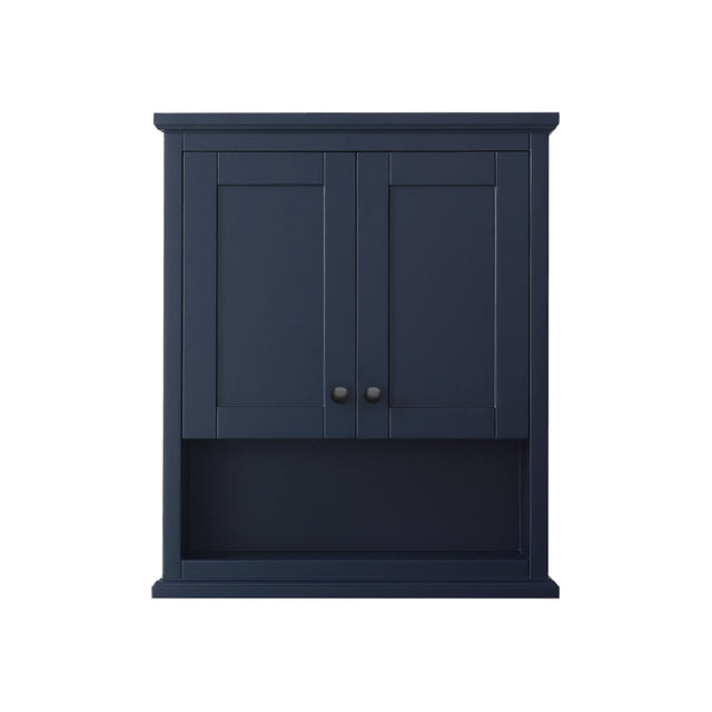 Avery Over-the-Toilet Bathroom Wall-Mounted Storage Cabinet in Dark Blue with Matte Black Trim