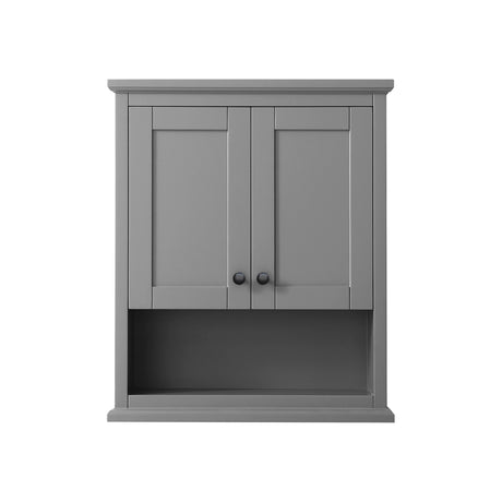 Avery Over-the-Toilet Bathroom Wall-Mounted Storage Cabinet in Dark Gray with Matte Black Trim