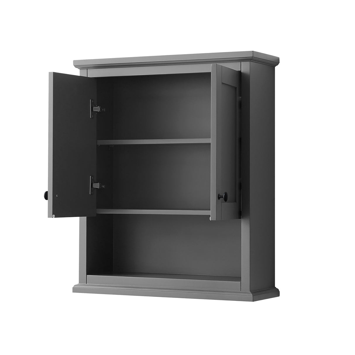 Avery Over-the-Toilet Bathroom Wall-Mounted Storage Cabinet in Dark Gray with Matte Black Trim