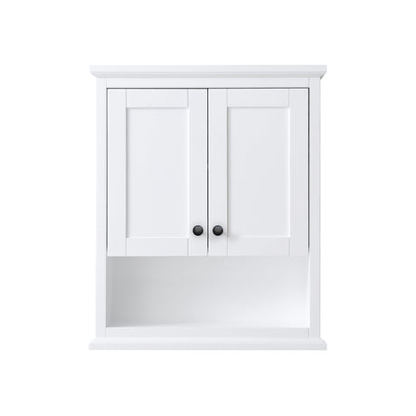 Avery Over-the-Toilet Bathroom Wall-Mounted Storage Cabinet in White with Matte Black Trim