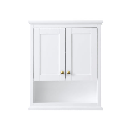 Avery Over-the-Toilet Bathroom Wall-Mounted Storage Cabinet in White with Brushed Gold Trim