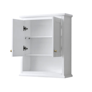 Avery Over-the-Toilet Bathroom Wall-Mounted Storage Cabinet in White with Brushed Gold Trim