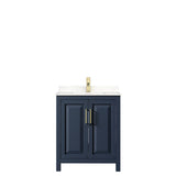 Daria 30 Inch Single Bathroom Vanity in Dark Blue Carrara Cultured Marble Countertop Undermount Square Sink No Mirror