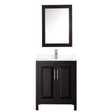 Daria 30 Inch Single Bathroom Vanity in Dark Espresso Carrara Cultured Marble Countertop Undermount Square Sink Medicine Cabinet