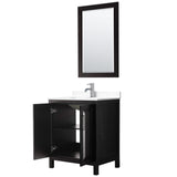 Daria 30 Inch Single Bathroom Vanity in Dark Espresso White Cultured Marble Countertop Undermount Square Sink 24 Inch Mirror