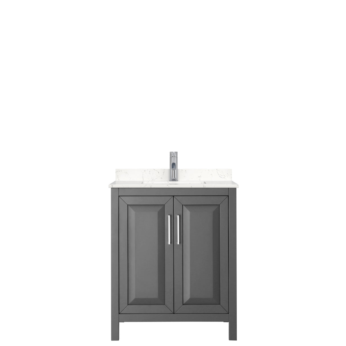 Daria 30 Inch Single Bathroom Vanity in Dark Gray Carrara Cultured Marble Countertop Undermount Square Sink No Mirror