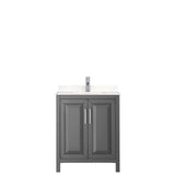 Daria 30 Inch Single Bathroom Vanity in Dark Gray Carrara Cultured Marble Countertop Undermount Square Sink No Mirror