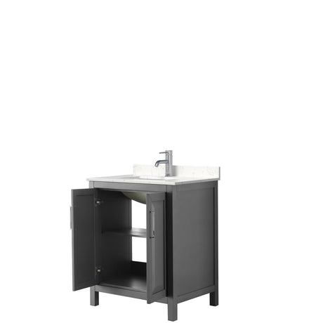 Daria 30 Inch Single Bathroom Vanity in Dark Gray Carrara Cultured Marble Countertop Undermount Square Sink No Mirror