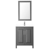 Daria 30 Inch Single Bathroom Vanity in Dark Gray White Cultured Marble Countertop Undermount Square Sink 24 Inch Mirror