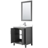 Daria 30 Inch Single Bathroom Vanity in Dark Gray White Cultured Marble Countertop Undermount Square Sink 24 Inch Mirror