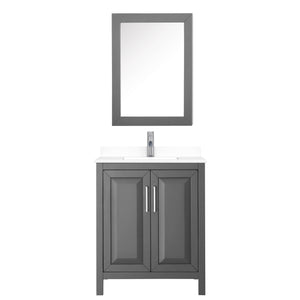 Daria 30 Inch Single Bathroom Vanity in Dark Gray White Cultured Marble Countertop Undermount Square Sink Medicine Cabinet
