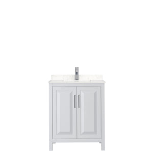 Daria 30 Inch Single Bathroom Vanity in White Carrara Cultured Marble Countertop Undermount Square Sink No Mirror