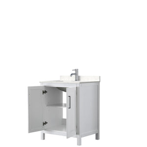 Daria 30 Inch Single Bathroom Vanity in White Carrara Cultured Marble Countertop Undermount Square Sink No Mirror