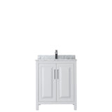 Daria 30 Inch Single Bathroom Vanity in White White Carrara Marble Countertop Undermount Square Sink and No Mirror