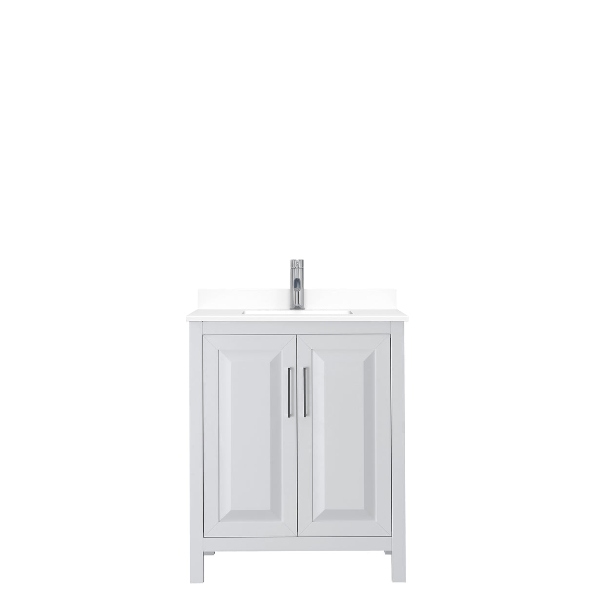 Daria 30 Inch Single Bathroom Vanity in White White Cultured Marble Countertop Undermount Square Sink No Mirror