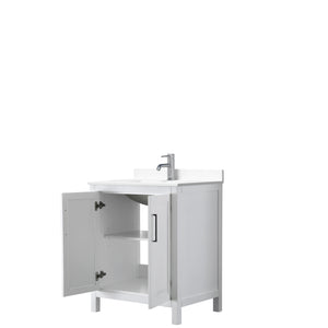 Daria 30 Inch Single Bathroom Vanity in White White Cultured Marble Countertop Undermount Square Sink No Mirror