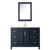 Daria 48 Inch Single Bathroom Vanity in Dark Blue Carrara Cultured Marble Countertop Undermount Square Sink Medicine Cabinet