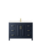 Daria 48 Inch Single Bathroom Vanity in Dark Blue Carrara Cultured Marble Countertop Undermount Square Sink No Mirror