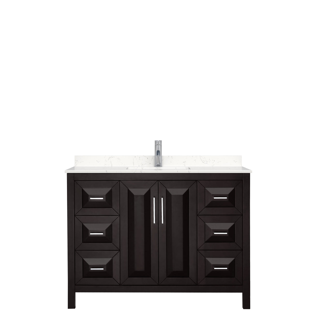 Daria 48 Inch Single Bathroom Vanity in Dark Espresso Carrara Cultured Marble Countertop Undermount Square Sink No Mirror