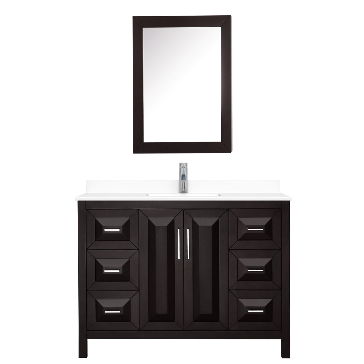 Daria 48 Inch Single Bathroom Vanity in Dark Espresso White Cultured Marble Countertop Undermount Square Sink Medicine Cabinet