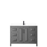 Daria 48 Inch Single Bathroom Vanity in Dark Gray White Cultured Marble Countertop Undermount Square Sink Matte Black Trim