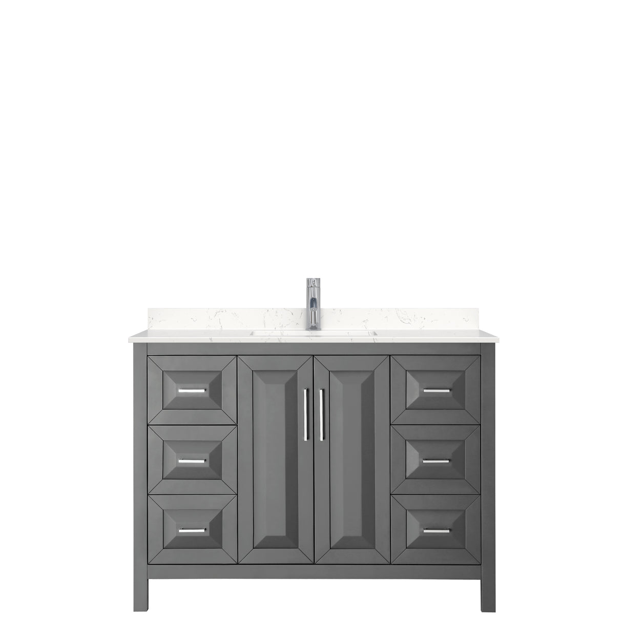 Daria 48 Inch Single Bathroom Vanity in Dark Gray Carrara Cultured Marble Countertop Undermount Square Sink No Mirror