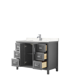 Daria 48 Inch Single Bathroom Vanity in Dark Gray Carrara Cultured Marble Countertop Undermount Square Sink No Mirror