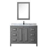 Daria 48 Inch Single Bathroom Vanity in Dark Gray White Carrara Marble Countertop Undermount Square Sink and Medicine Cabinet