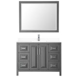 Daria 48 Inch Single Bathroom Vanity in Dark Gray White Cultured Marble Countertop Undermount Square Sink 46 Inch Mirror