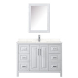 Daria 48 Inch Single Bathroom Vanity in White Carrara Cultured Marble Countertop Undermount Square Sink Medicine Cabinet